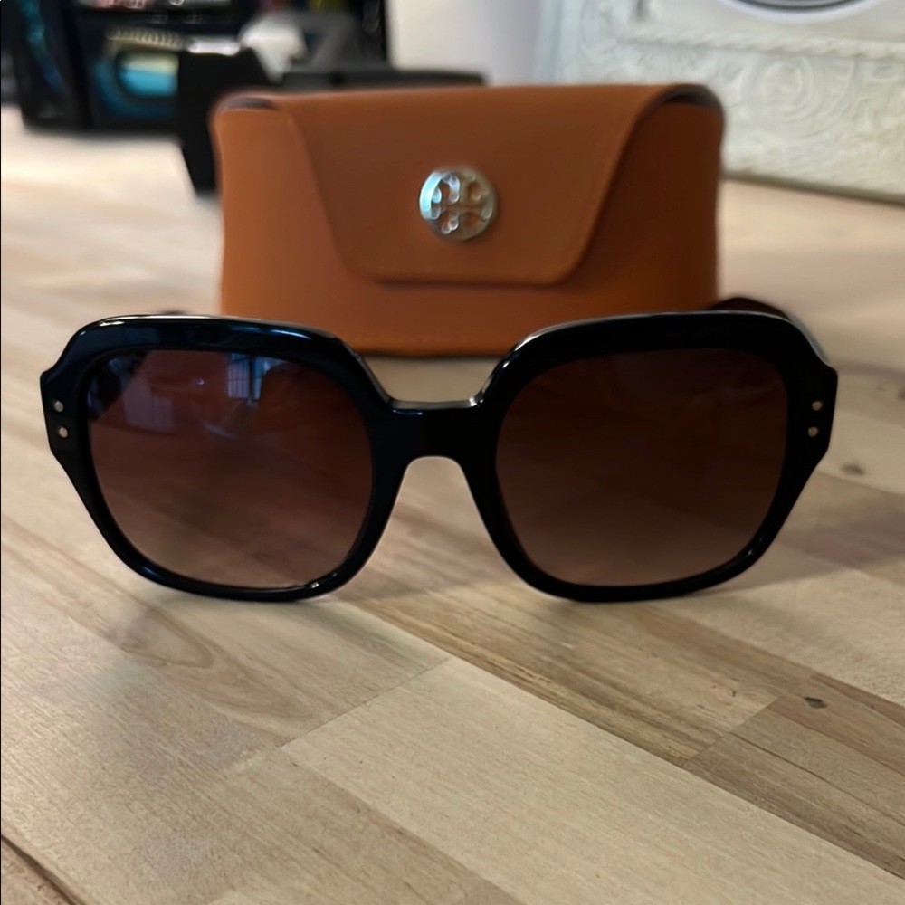 Tory Burch Black and Orange Oversized Sunglasses